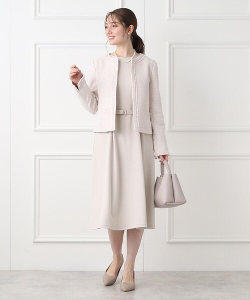 index（インデックス）の「◆≪通勤・セレモニー対応≫ 異素材スリーブフレアワンピース【イージーケア/ストレッチ/洗濯機洗い可】（ワンピース・レディース・ライトグリーン/ブラック/ナチュラル・42/40/36/38）」の10枚目の写真