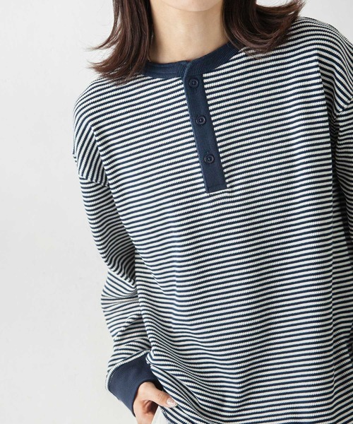 Chillfar(チルファー)の「ルーズワッフルボーダーロンT(Tシャツ/カットソー・レディース・ブラック/グレー/キナリ/ネイビー・FREE)」の22枚目の写真