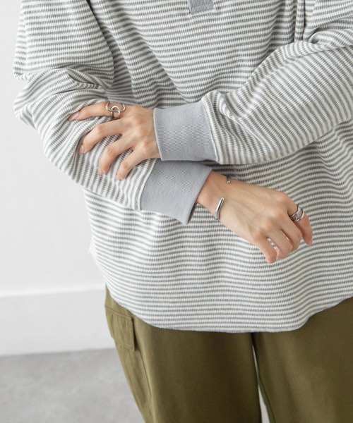 Chillfar(チルファー)の「ルーズワッフルボーダーロンT(Tシャツ/カットソー・レディース・ブラック/グレー/キナリ/ネイビー・FREE)」の18枚目の写真