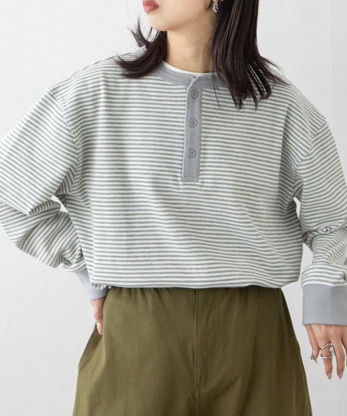 Chillfar(チルファー)の「ルーズワッフルボーダーロンT(Tシャツ/カットソー・レディース・ブラック/グレー/キナリ/ネイビー・FREE)」の17枚目の写真