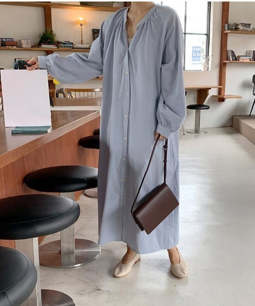 Jayro（ジャイロ）の「ボリュームスリーブロングシャツワンピース（ワンピース・レディース・キナリ/ブルー・FREE）」の11枚目の写真