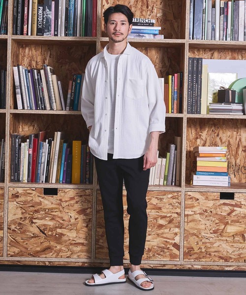 UNION STATION（ユニオンステーション）の「リンクスジャガードグレンチェック柄7分袖（シャツ/ブラウス・メンズ・サックスブルー/ネイビー/ホワイト・L/M/LL）」の8枚目の写真