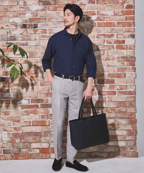 UNION STATION（ユニオンステーション）の「リンクスジャガードグレンチェック柄7分袖（シャツ/ブラウス・メンズ・サックスブルー/ネイビー/ホワイト・L/M/LL）」の17枚目の写真