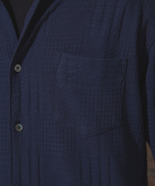 UNION STATION（ユニオンステーション）の「リンクスジャガードグレンチェック柄7分袖（シャツ/ブラウス・メンズ・サックスブルー/ネイビー/ホワイト・L/M/LL）」の18枚目の写真