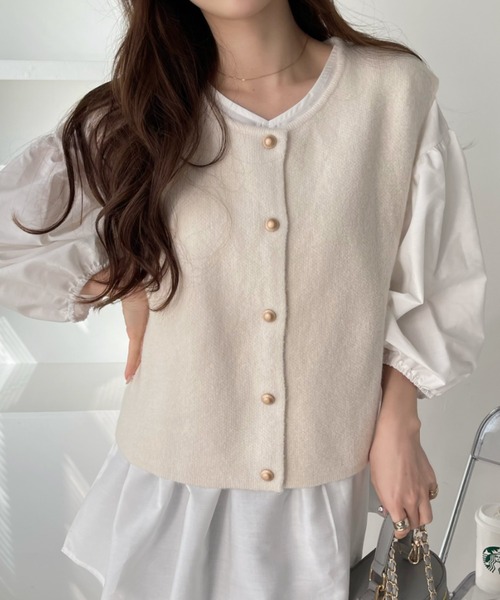 Ellie ボタンニットベスト Ellie ボタンニットベスト