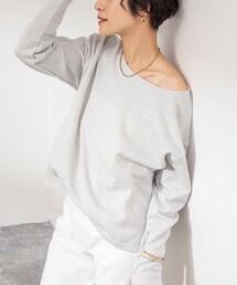 Rie Miller | キラキラ裏毛ボートネックプルオーバーカットソー(Tシャツ/カットソー)