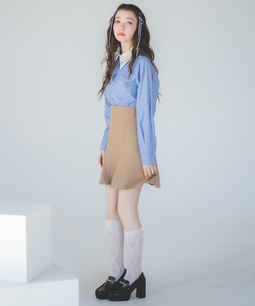 REDYAZEL（レディアゼル）の「ハイウエストミニスカート（スカート・レディース・ベージュ/ネイビー・FREE）」の18枚目の写真