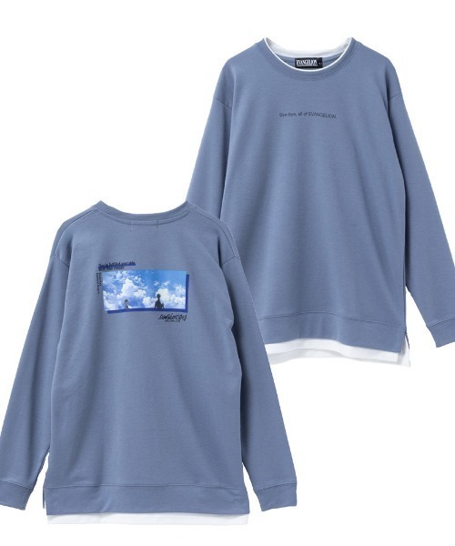 Mac-House（マックハウス）の「EVANGELION エヴァンゲリオン ポンチ素材 プリントクルー長袖Tシャツ（Tシャツ/カットソー・メンズ・ピンク/サックスブルー/ブラック/ブルー/チャコールグレー・L/M/XL）」の3枚目の写真