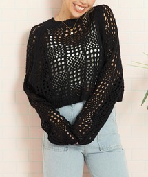 anap mimpi | クロシェ編み クロップド 長袖 トップス(Tシャツ/カットソー)