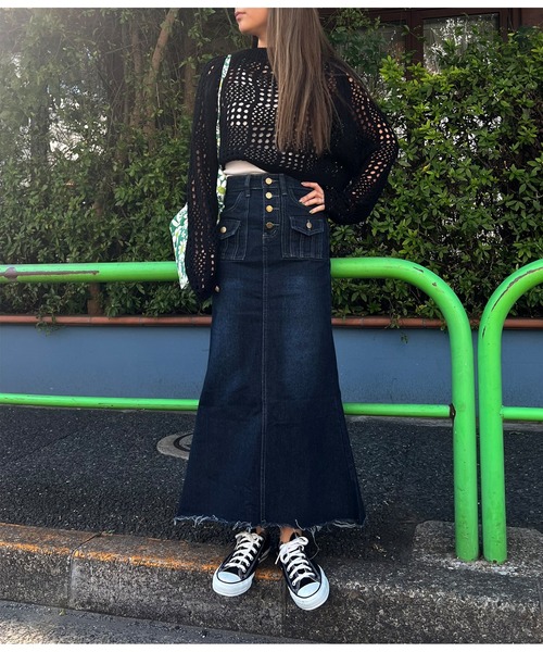 anap mimpi（アナップミンピ）の「クロシェ編み クロップド 長袖 トップス（Tシャツ/カットソー・レディース・ブラック/ピンク・FREE）」の21枚目の写真