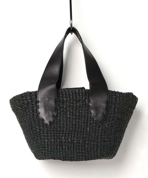 POMTATA(ポンタタ)の「【POMTATA/ポンタタ】レザーハンドルアバカトートバッグ S(トートバッグ・レディース・ブラック系その他3/ブラック/ベージュ・FREE)」の4枚目の写真