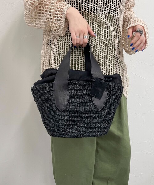 POMTATA(ポンタタ)の「【POMTATA/ポンタタ】レザーハンドルアバカトートバッグ S(トートバッグ・レディース・ブラック系その他3/ブラック/ベージュ・FREE)」の15枚目の写真