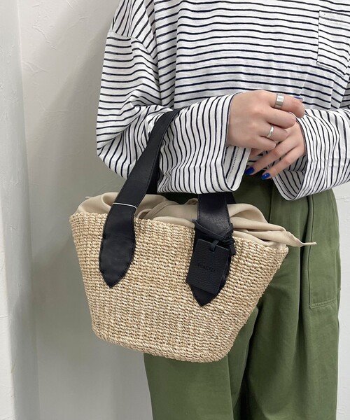 POMTATA(ポンタタ)の「【POMTATA/ポンタタ】レザーハンドルアバカトートバッグ S(トートバッグ・レディース・ブラック系その他3/ブラック/ベージュ・FREE)」の14枚目の写真