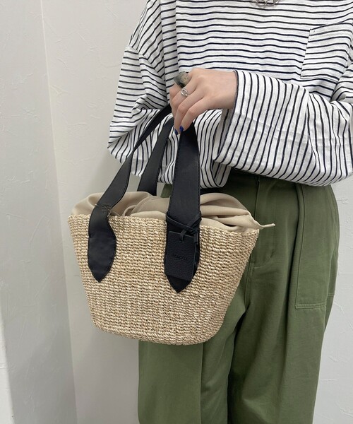 POMTATA(ポンタタ)の「【POMTATA/ポンタタ】レザーハンドルアバカトートバッグ S(トートバッグ・レディース・ブラック系その他3/ブラック/ベージュ・FREE)」の13枚目の写真