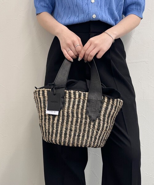 POMTATA(ポンタタ)の「【POMTATA/ポンタタ】レザーハンドルアバカトートバッグ S(トートバッグ・レディース・ブラック系その他3/ブラック/ベージュ・FREE)」の11枚目の写真