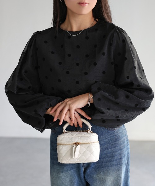 Riberry（リベリー）の「ワッシャーシアーフロッキードットブラウス（シャツ/ブラウス・レディース・ベージュ系/ブラック/ホワイト×ブラック・FREE）」の18枚目の写真