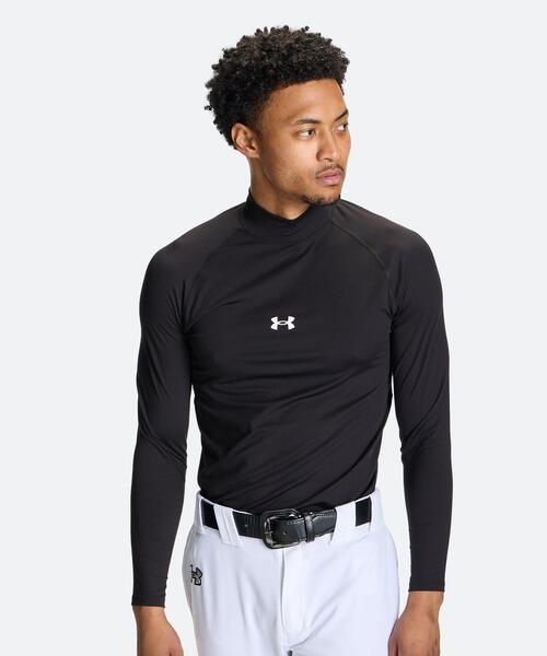 UNDER ARMOUR(アンダーアーマー)の「UAヒートギア コンフォート フィッティド ロングスリーブ モックネック シャツ(ベースボール/メンズ)(Tシャツ/カットソー・メンズ・ブラック・XL/S/L/XXL/M/3XL)」の1枚目の写真