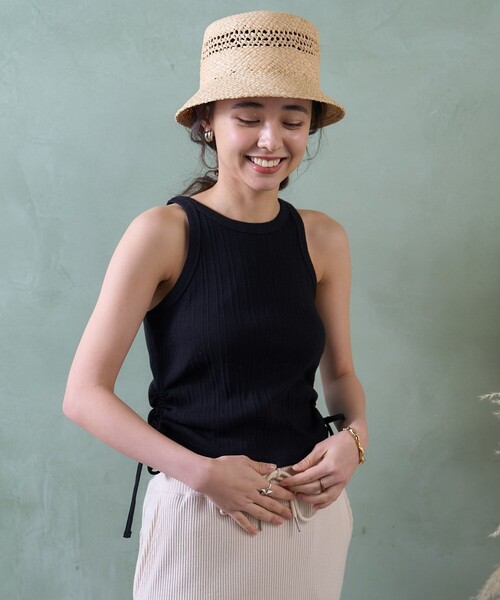 FREAK'S STORE（フリークスストア）の「裾ギャザー アメスリタンクトップ（タンクトップ・レディース・ベージュ/オフホワイト/ブラック・フリー）」の5枚目の写真