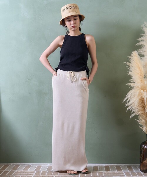 FREAK'S STORE（フリークスストア）の「裾ギャザー アメスリタンクトップ（タンクトップ・レディース・ベージュ/オフホワイト/ブラック・フリー）」の6枚目の写真