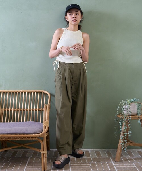 FREAK'S STORE（フリークスストア）の「裾ギャザー アメスリタンクトップ（タンクトップ・レディース・ベージュ/オフホワイト/ブラック・フリー）」の13枚目の写真