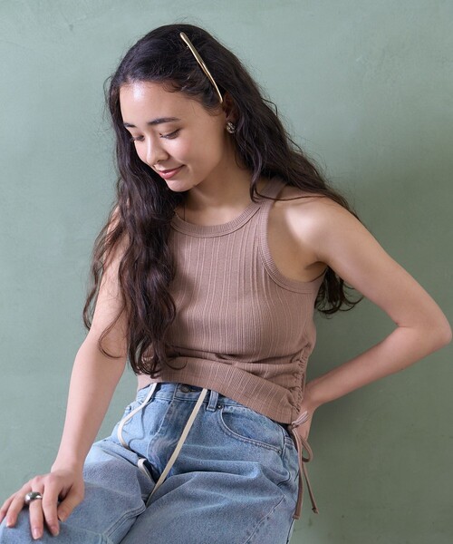 FREAK'S STORE（フリークスストア）の「裾ギャザー アメスリタンクトップ（タンクトップ・レディース・ベージュ/オフホワイト/ブラック・フリー）」の17枚目の写真