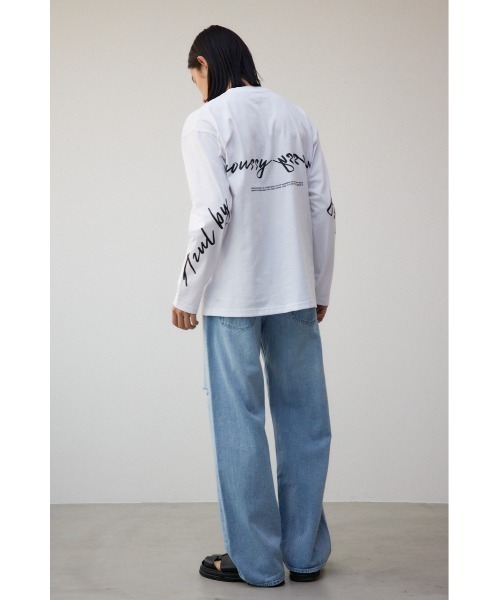 AZUL by moussy(アズールバイマウジー)の「AZULBYMOUSSYロゴロンTシャツ(Tシャツ/カットソー・メンズ・ホワイト/ブラック・MEDIUM/LARGE)」の5枚目の写真