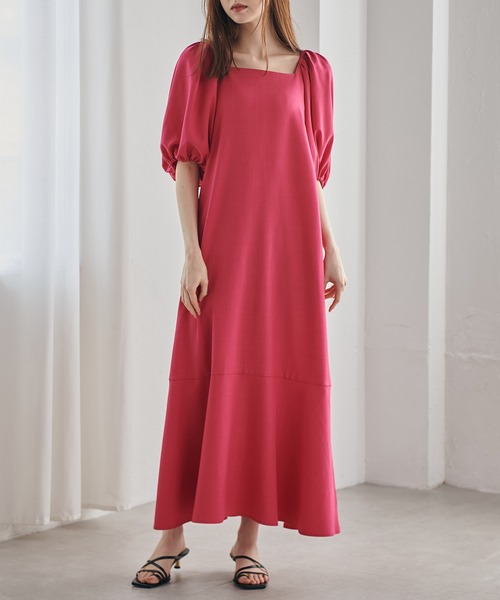 ツナクラネワンピース セール】SLANT PINTUCK LOOSE ONEPIECE（ワンピース）｜CLANE