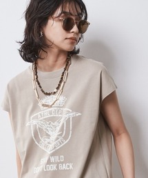 CHIC STYLE | 大きいサイズ 綿100％フレンチスリーブロゴプリントＴシャツ シックスタイル(Tシャツ/カットソー)