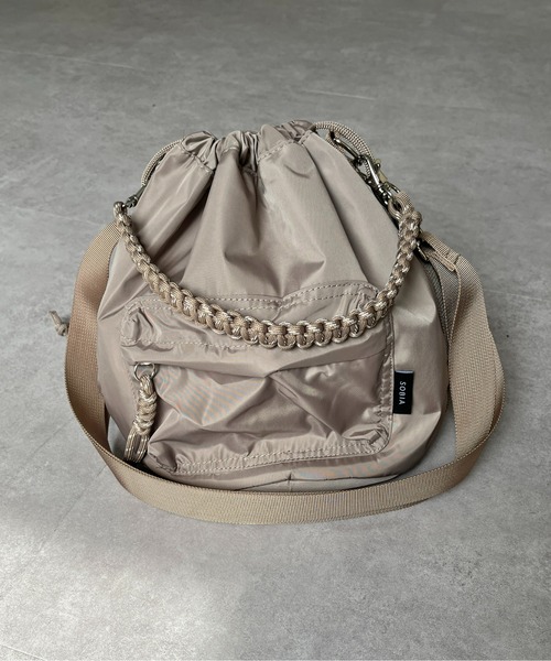 CPCM(シーピーシーエム)の「コード編み巾着ショルダー(ボストンバッグ・レディース・アイボリー/ブラック/カーキ・FREE)」の6枚目の写真