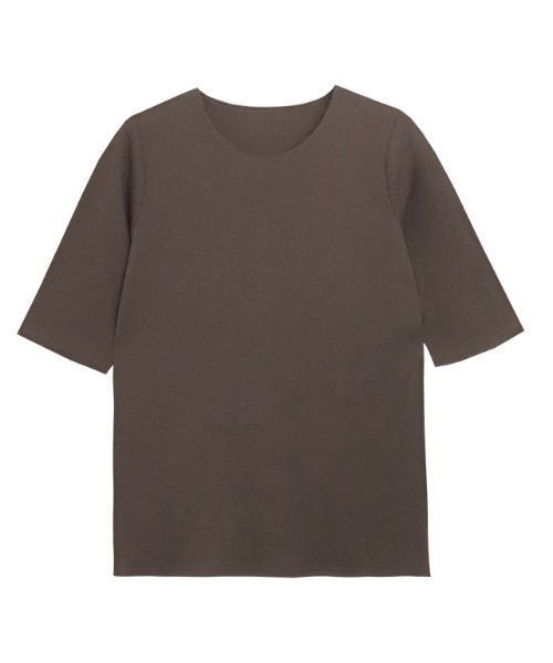 Pierrot(ピエロ)の「クルーネック5分袖テレコリブカットソー(Tシャツ/カットソー・レディース・オフホワイト/ブラウン/ブラック/ホワイト×ブラック/ライトベージュ/チャコール/ブルー系その他/ネイビー/ライトグレー/チャコールグレー/レッド系その他・LL/M/L)」の12枚目の写真