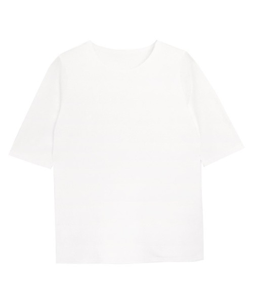 Pierrot(ピエロ)の「クルーネック5分袖テレコリブカットソー(Tシャツ/カットソー・レディース・オフホワイト/ブラウン/ブラック/ホワイト×ブラック/ライトベージュ/チャコール/ブルー系その他/ネイビー/ライトグレー/チャコールグレー/レッド系その他・LL/M/L)」の15枚目の写真