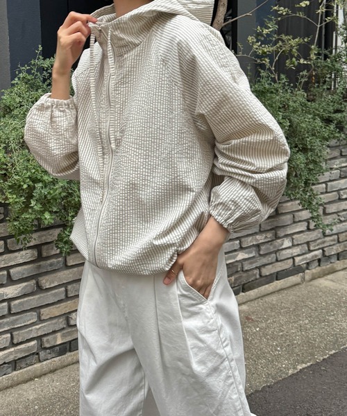 CANAL JEAN（キャナルジーン）の「El mar　ストライプパーカーブルゾン（ブルゾン・レディース・アイボリー・ONE SIZE）」の9枚目の写真