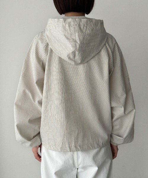 CANAL JEAN（キャナルジーン）の「El mar　ストライプパーカーブルゾン（ブルゾン・レディース・アイボリー・ONE SIZE）」の3枚目の写真