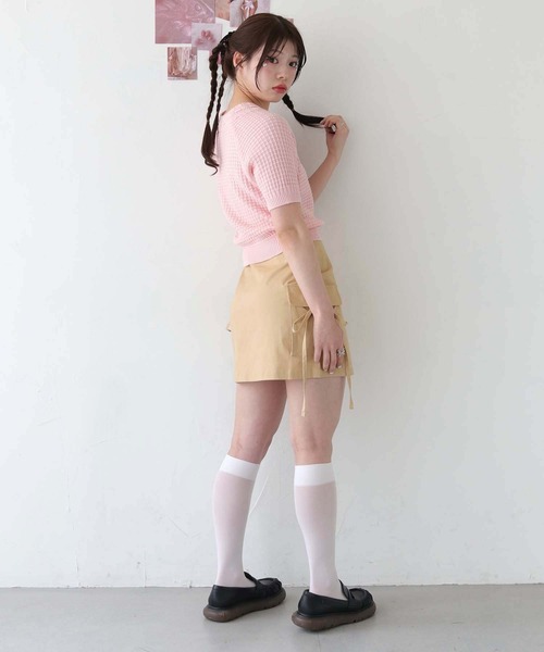 nomnom（ノムノム）の「【nomnom】柄編みリボン半袖ニット（ニット/セーター・レディース・ピンク/ライトイエロー/アイボリー・FREE）」の17枚目の写真