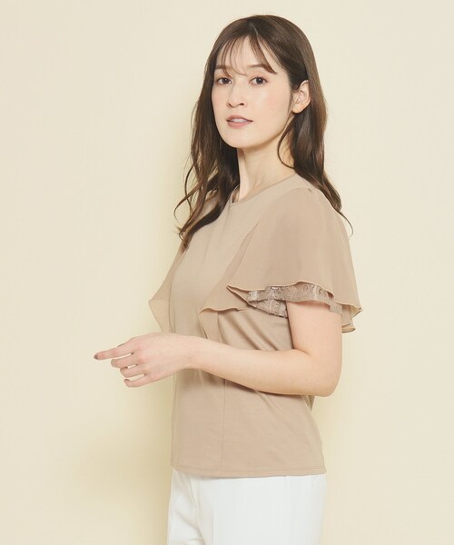 COUP DE CHANCE（クードシャンス）の「◆【洗える／フレアー袖／レース使い】一枚で着映える！華やかプルオーバージャージ（Tシャツ/カットソー・レディース・パープル系/グレー系その他/ブルーグリーン/ホワイト/ベージュ・34/36/38/40）」の14枚目の写真