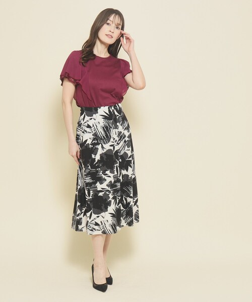 COUP DE CHANCE（クードシャンス）の「◆【洗える／フレアー袖／レース使い】一枚で着映える！華やかプルオーバージャージ（Tシャツ/カットソー・レディース・パープル系/グレー系その他/ブルーグリーン/ホワイト/ベージュ・34/36/38/40）」の20枚目の写真