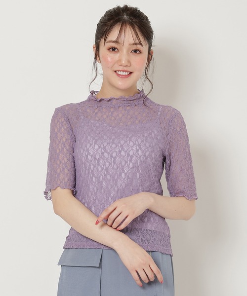 tシャツ ローズブローチレーストップス レディース REDYAZEL（レディアゼル）の「ローズブローチレーストップス（T
