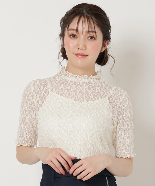 REDYAZEL(レディアゼル)の「ハーフスリーブシアートップス(Tシャツ/カットソー・レディース・ブラック/オフホワイト/ラベンダー・FREE)」の2枚目の写真