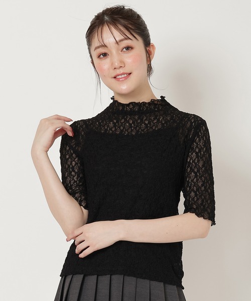 REDYAZEL(レディアゼル)の「ハーフスリーブシアートップス(Tシャツ/カットソー・レディース・ブラック/オフホワイト/ラベンダー・FREE)」の3枚目の写真