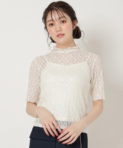 REDYAZEL(レディアゼル)の「ハーフスリーブシアートップス(Tシャツ/カットソー・レディース・ブラック/オフホワイト/ラベンダー・FREE)」の11枚目の写真