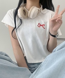 Ulysses | リボン刺繍クロップドTシャツ(Tシャツ/カットソー)