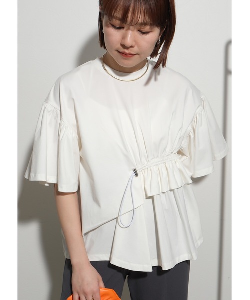 palm RICHE（ポームリシュ）の「ドロストデザイントップス（Tシャツ/カットソー・レディース・ブラック/ブルー/オフホワイト・M）」の2枚目の写真