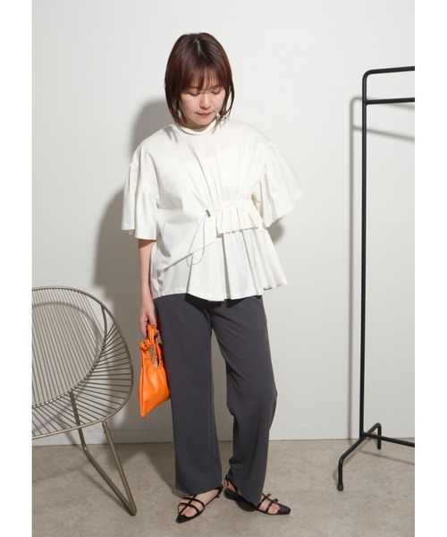 palm RICHE（ポームリシュ）の「ドロストデザイントップス（Tシャツ/カットソー・レディース・ブラック/ブルー/オフホワイト・M）」の5枚目の写真