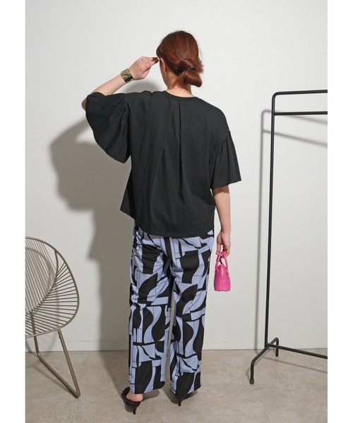 palm RICHE（ポームリシュ）の「ドロストデザイントップス（Tシャツ/カットソー・レディース・ブラック/ブルー/オフホワイト・M）」の14枚目の写真