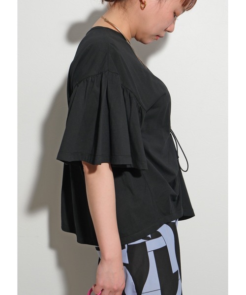 palm RICHE（ポームリシュ）の「ドロストデザイントップス（Tシャツ/カットソー・レディース・ブラック/ブルー/オフホワイト・M）」の17枚目の写真