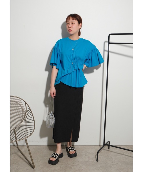 palm RICHE（ポームリシュ）の「ドロストデザイントップス（Tシャツ/カットソー・レディース・ブラック/ブルー/オフホワイト・M）」の19枚目の写真
