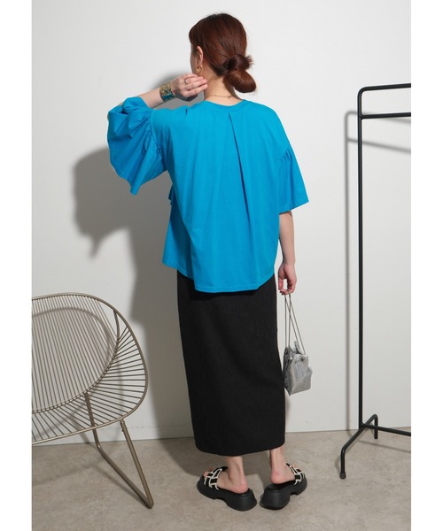 palm RICHE（ポームリシュ）の「ドロストデザイントップス（Tシャツ/カットソー・レディース・ブラック/ブルー/オフホワイト・M）」の20枚目の写真