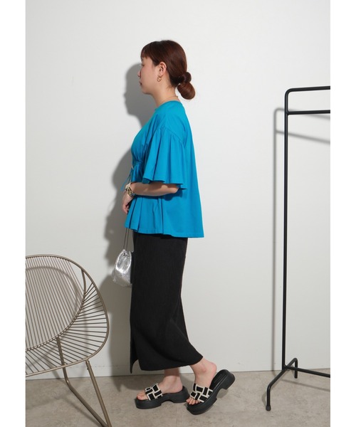 palm RICHE（ポームリシュ）の「ドロストデザイントップス（Tシャツ/カットソー・レディース・ブラック/ブルー/オフホワイト・M）」の21枚目の写真