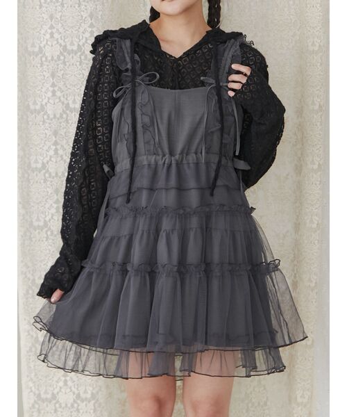 merry jenny(メリージェニー)の「フードレースtops(Tシャツ/カットソー・レディース・ブラック/アイボリー/オフホワイト・FREE)」の1枚目の写真