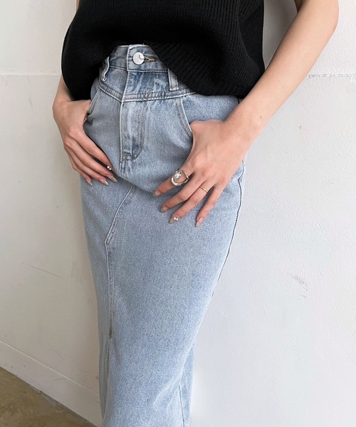 Jewelobe(ジュエローブ)の「フロントスリットタイトデニムスカート(デニムスカート・レディース・サックスブルー・L/M)」の12枚目の写真